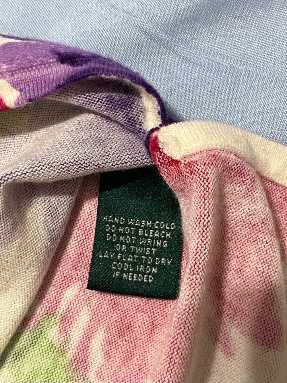 Lauren Ralph Lauren Petite Watercolor Floral Knit Top PS - Picture 5 of 13